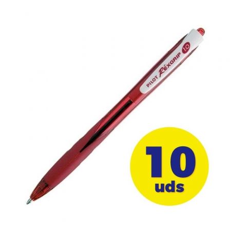 Pilot RexGrip Begreen Bolígrafo Retráctil Rojo (Set de 10)